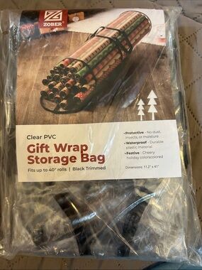 Clear PVC Gift Wrap Storage Bag with Black Trim-2 packs
